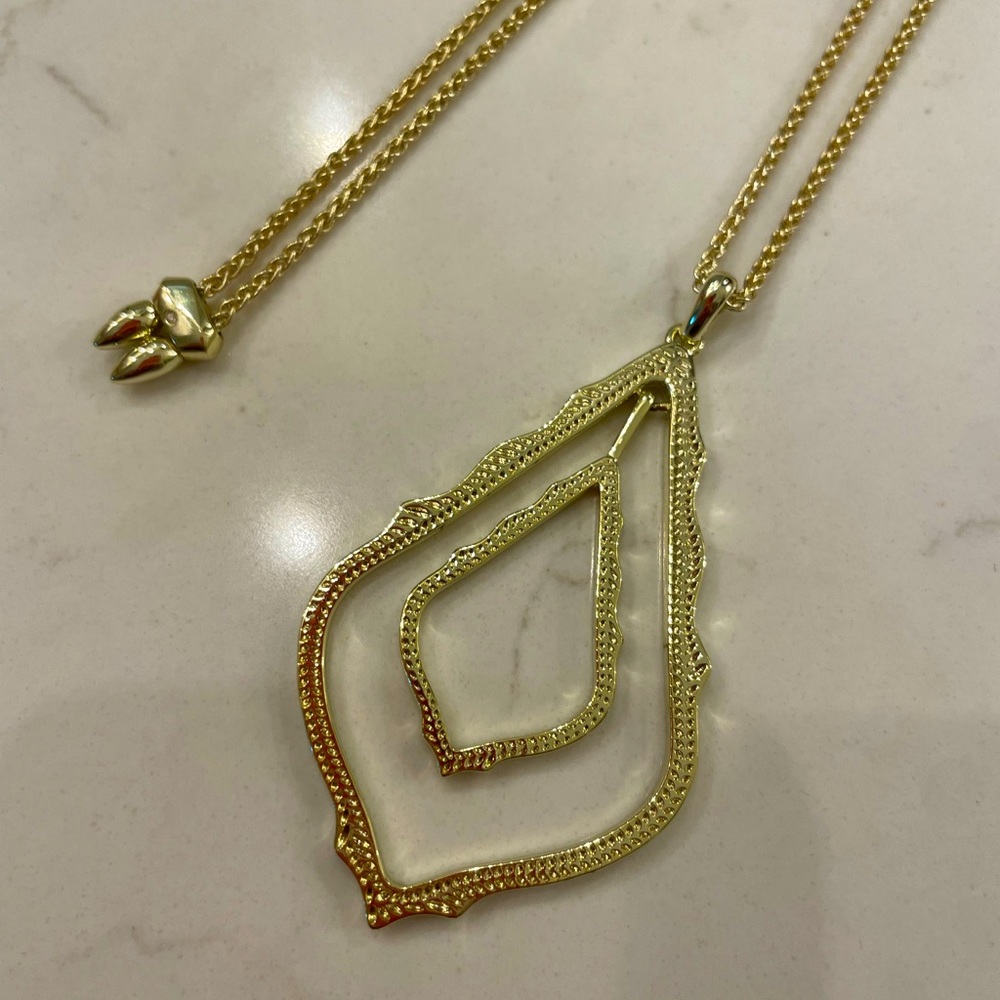 Kendra Scott gold pendant necklace- 32 in (adjustable length)